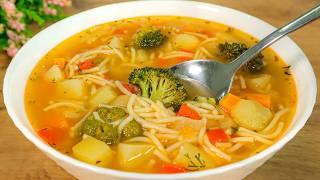 You'll want to cook vegetable soup every day!  2 best recipes for noodle soup with broccoli.