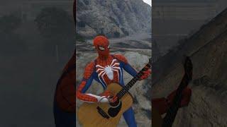 SPIDER MAN playing the guitar fall off a cliff