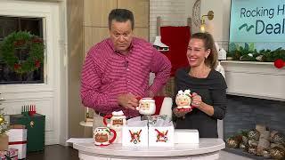 Mr. Christmas (2) Oversized 20-ounce Santa Mugs with Gift Bags on QVC