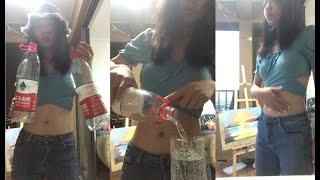 西瓜姐姐3升水撑到吐----Chinese hot girl belly stuffing and puke by drink 3L water.