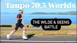 Hayden Wilde, Jelle Geens, and Léo Bergère battle in out for the Taupo 70.3 World title