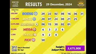 Dream Draw Free Raffle Draw results for December 29, 2024.