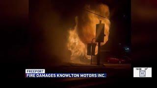 Freeport car dealership, auto repair shop goes up in flames