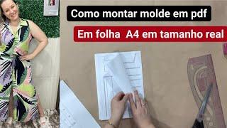 Como montar PDF de molde em A4 tamanho real passo a passo  #moldesdecostura #moldes