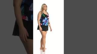 Maxine Plus Size Bloom Faux Skirtini One Piece Swimsuit | SwimOutlet.com