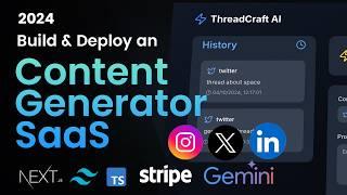 Build and Deploy a Social Media Content Generator SaaS with Next.js 14, Typescript, & Gemini AI