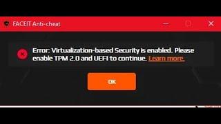 "error virtualization-based security is enabled" как решить ошибку Faceit AC? Otvet!!