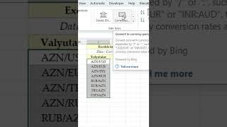 Exceldə valyuta konvertasiyası. #excel #exceltips #exceltricks #exceltutorial