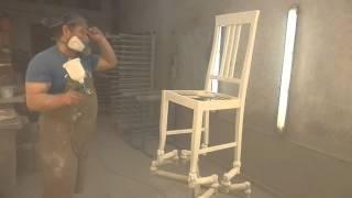 WOODMAN: Spraying chair ( final coat) / Отделка стула ( финишный слой)