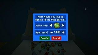 What Happen if I Donate 1000 atomic treats in wind Shrine??... | Roblox | Bee  Swarm Simulator