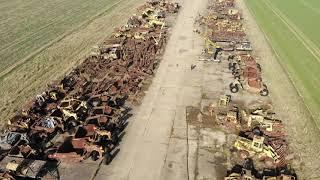 Bone Yard Vehicle Graveyard Camo Air Drone Aerial Footage