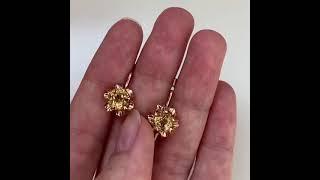 Золотые серьги с корундом цитрина Советское золото 583 пробы⭐️ СССР.Вес5,12 Диаметр камня:7мм 23000р