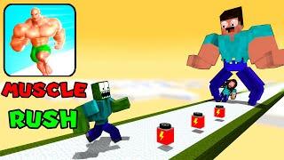 Minecraft Mobs : MUSCLE RUSH RUN CHALLENGE - Minecraft Animation