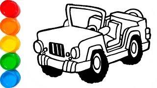Como Dibujar y Colorear Jeep de Arco Iris - Dibujos Para Pintar - Aprende Colores / FunKeep