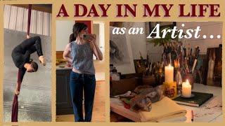 Realistic day in my life ~ Artist with an injury Oil painting and rehabilitation 