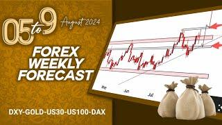 Weekly Forex Forecast For 5th to 9th August 2024(DXY,GOLD,US30,US100,GER30)#weeklyforexforecast