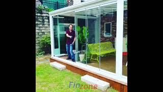 Fz30 frameless folding glass door balcony glazing system glass curtain panoramic glass wall case-523