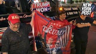 New Yorkers celebrate Trump's victory outside Trump Tower