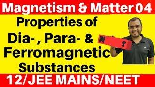 Magnetism and Matter 04 : Properties of Dia , Para & Ferromagnetic Substances + Curie's Law JEE/NEET