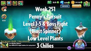 PvZ2 Penny's Pursuit Week 251 (Blast Spinner) - Level 1-5 & Boss Fight - 3 Chilies