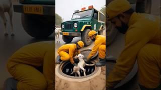 baby goat falls into huge manhole saved by brave mother #humanity #animals #cartoon