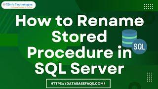 How to Rename Stored Procedure in SQL Server | SQL Server Rename Stored Procedure