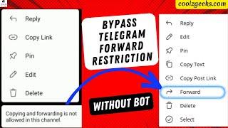 (Without Bot)How to Bypass Telegram Message Forward Restriction? Coolz Geeks