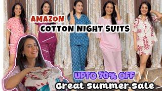 amazon cotton night suits for summers, cute pjs try on haul | edgyetika | #amazon #nightsuit