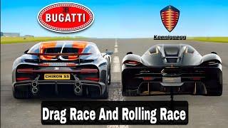 Koenigsegg Jesko Vs Bugatti Chiron SS Drag Race And Rolling Race