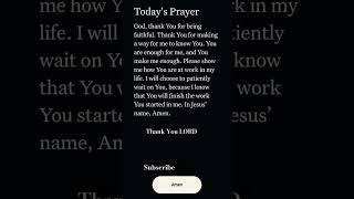 Today's PRAYER: Thank You LORD  #dailyprayer