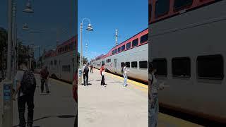 Caltrain Bombardier arriving at Palo Alto Station