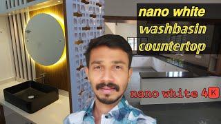 Nano white 4K washbasin countertop | nano White installation malayalam | MYK  laticrete PUA 212