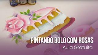 Pintura em Tecido - Bolo com Rosas