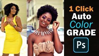 auto color Grade in adobe photoshop with gradient map adjustment layer,