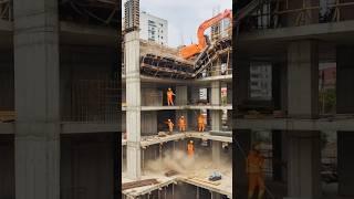 Excavator Load Failed: Rushed Construction Ends in Tragedy! ‍️ #construction #fail #disaster