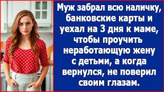 Муж забрал всю наличку, банковские карты и уехал к маме, чтобы проучить неработающую жену с детьми.