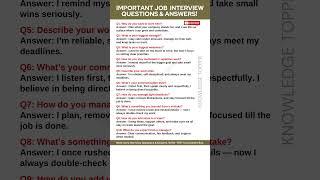 10 Most Important Job Interview Questions and Answers
