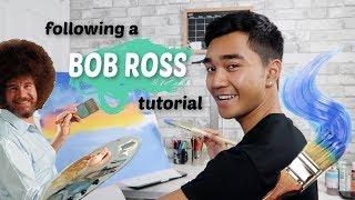 FOLLOWING A BOB ROSS PAINTING TUTORIAL! | DOLLAR STORE MATERIALS | Charles Polino