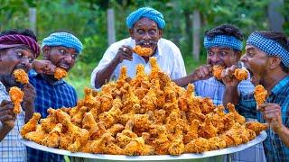 FRIED CHICKEN LEGS | 500 Crispy Chicken Leg Fry Recipe Cooking in Village | Fried Leg Piece