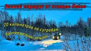 Зимний маршрут от станции Пяйве. 20 километров по сугробам. Размер резины решает. ПерекатиКольский