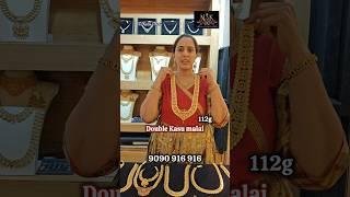 14 Sovereigns Double Kasu Malai stone Mugappu Haram  | NSK Thangamaaligai Kasu malai designs