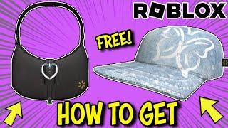 [FREE ITEMS] How To Get DENIM BUTTERFLY GEM TRUCKET HAT & BLACK HEART BUCKLE PURSE - Roblox