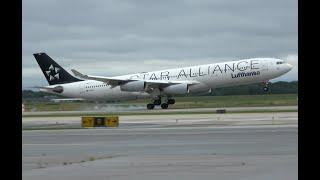 Lufthansa A340-300 landing, DTW