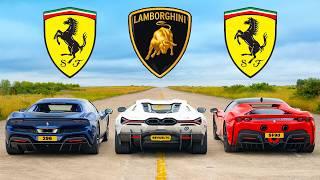 Lamborghini Revuelto v Ferrari 296 & SF90: DRAG RACE