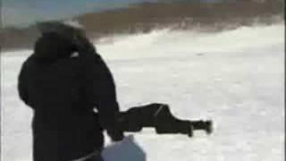 News Reporter Gets Hit By Sled