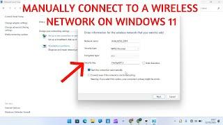 How to Manually Connect to a Wireless Network Windows 11