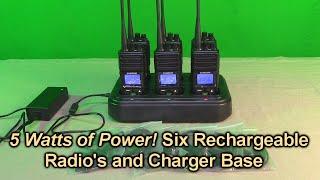 REVIEW  Six Samcom PCN30A Rechargeable UHF Radio's Long Range 5 Watt and Simultaneous Charging Base