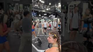 Girl easily lifts guy's max weight at the gym!