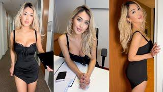 Selina Office Crush | NEW Tight Black Mini-Dress & Heels, Walking & Running in the Office & Hallways