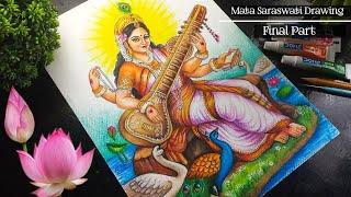 Saraswati Mata Drawing/ Saraswati Thakur Drawing/ Saraswati drawing/ Oil Pastel Drawing